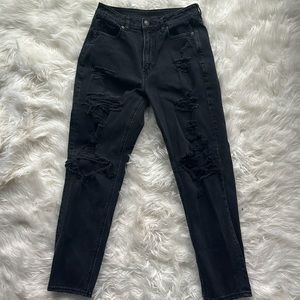 American Eagle Black Ripped Denim Jeans Size 6:l